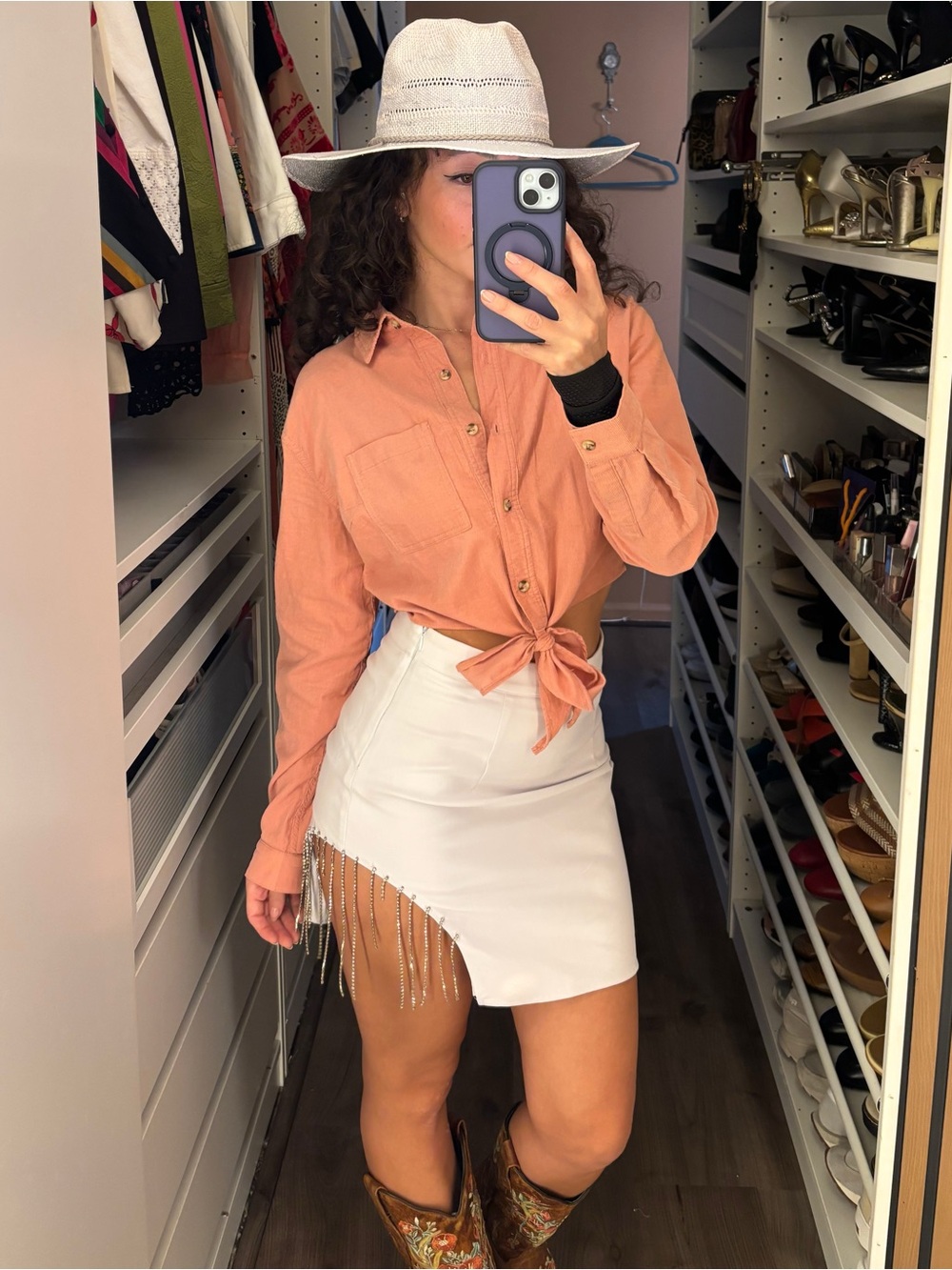 Super down mini skirt with silver detail small